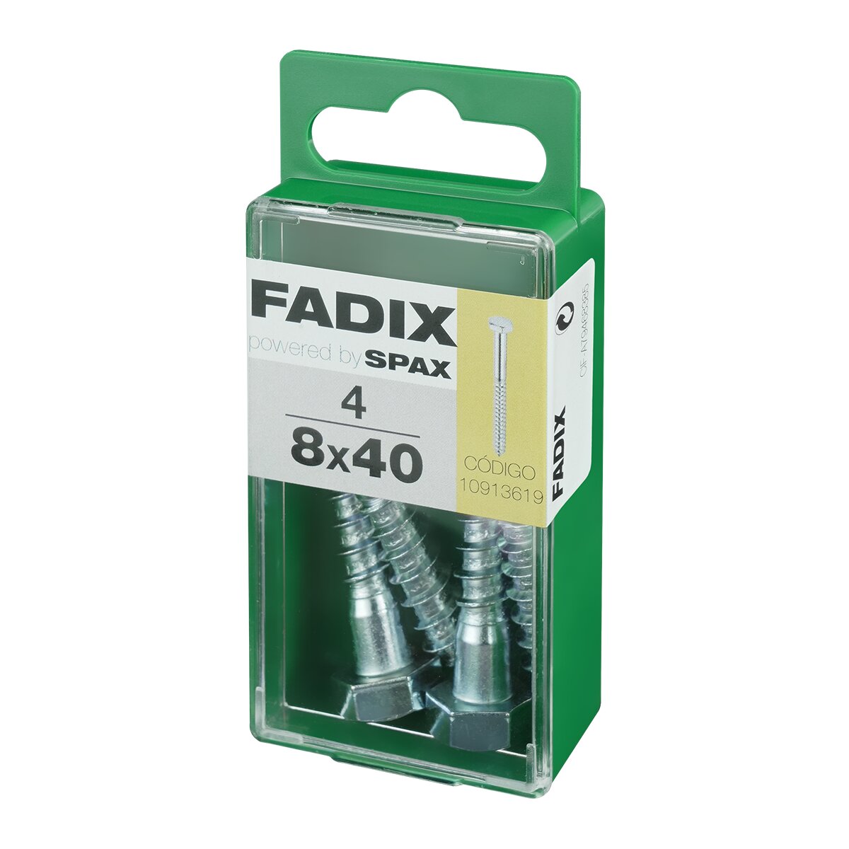 Tornillo DIN 571 Cabeza Hexagonal y Rosca para Madera y Aglomerado Ø8 x 40 mm - Caja 4 Uds Zincado-2