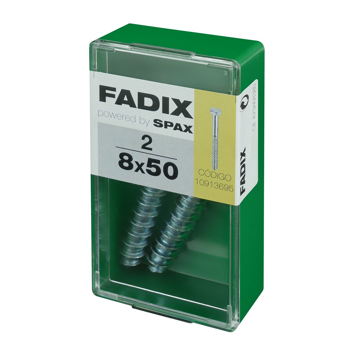 Tornillo DIN 571 Cabeza Hexagonal y Rosca para Madera y Aglomerado Ø8 x 50 mm - Caja 2 Uds Zincado-2