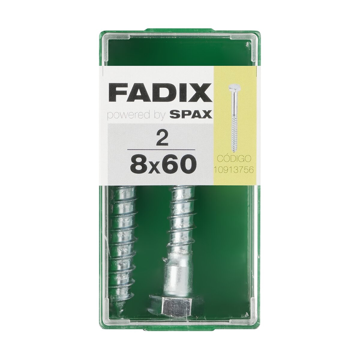 Imagen 0 de Tornillo DIN 571 Cabeza Hexagonal y Rosca para Madera y Aglomerado Ø8 x 60 mm - Caja 2 Uds