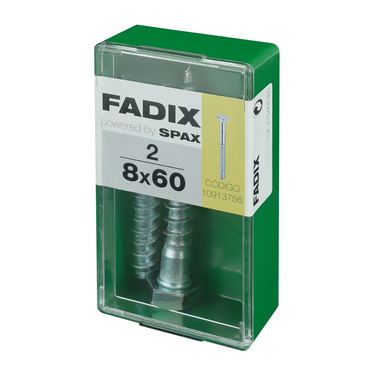 Tornillo DIN 571 Cabeza Hexagonal y Rosca para Madera y Aglomerado Ø8 x 60 mm - Caja 2 Uds Zincado-2