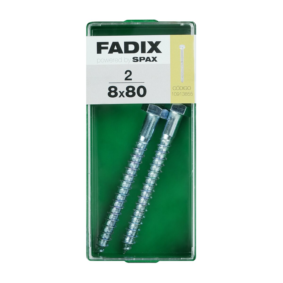 Imagen 0 de Tornillo DIN 571 Cabeza Hexagonal y Rosca para Madera y Aglomerado Ø8 x 80 mm - Caja 2 Uds
