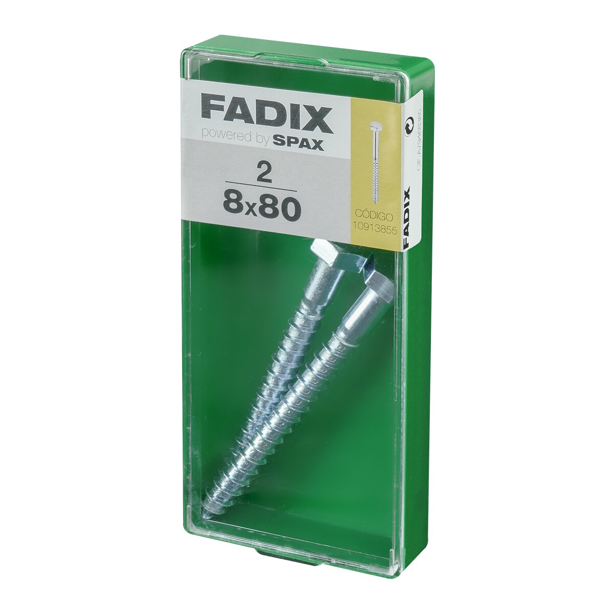 Tornillo DIN 571 Cabeza Hexagonal y Rosca para Madera y Aglomerado Ø8 x 80 mm - Caja 2 Uds Zincado-2