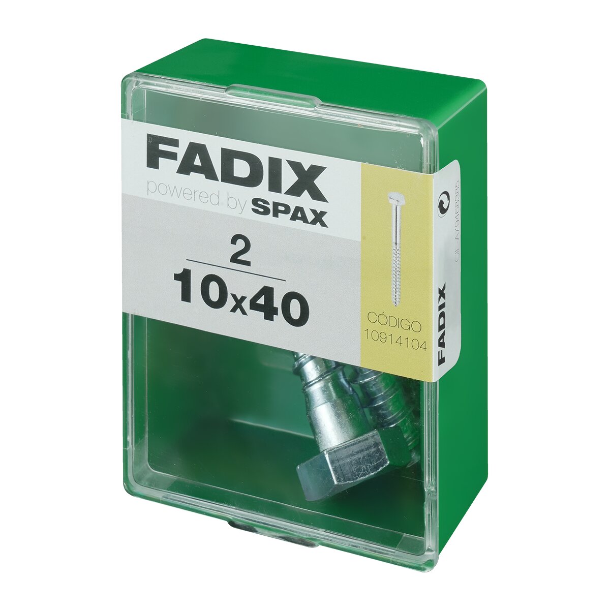Tornillo DIN 571 Cabeza Hexagonal y Rosca para Madera y Aglomerado Ø10 x 40 mm - Caja 2 Uds Zincado-2