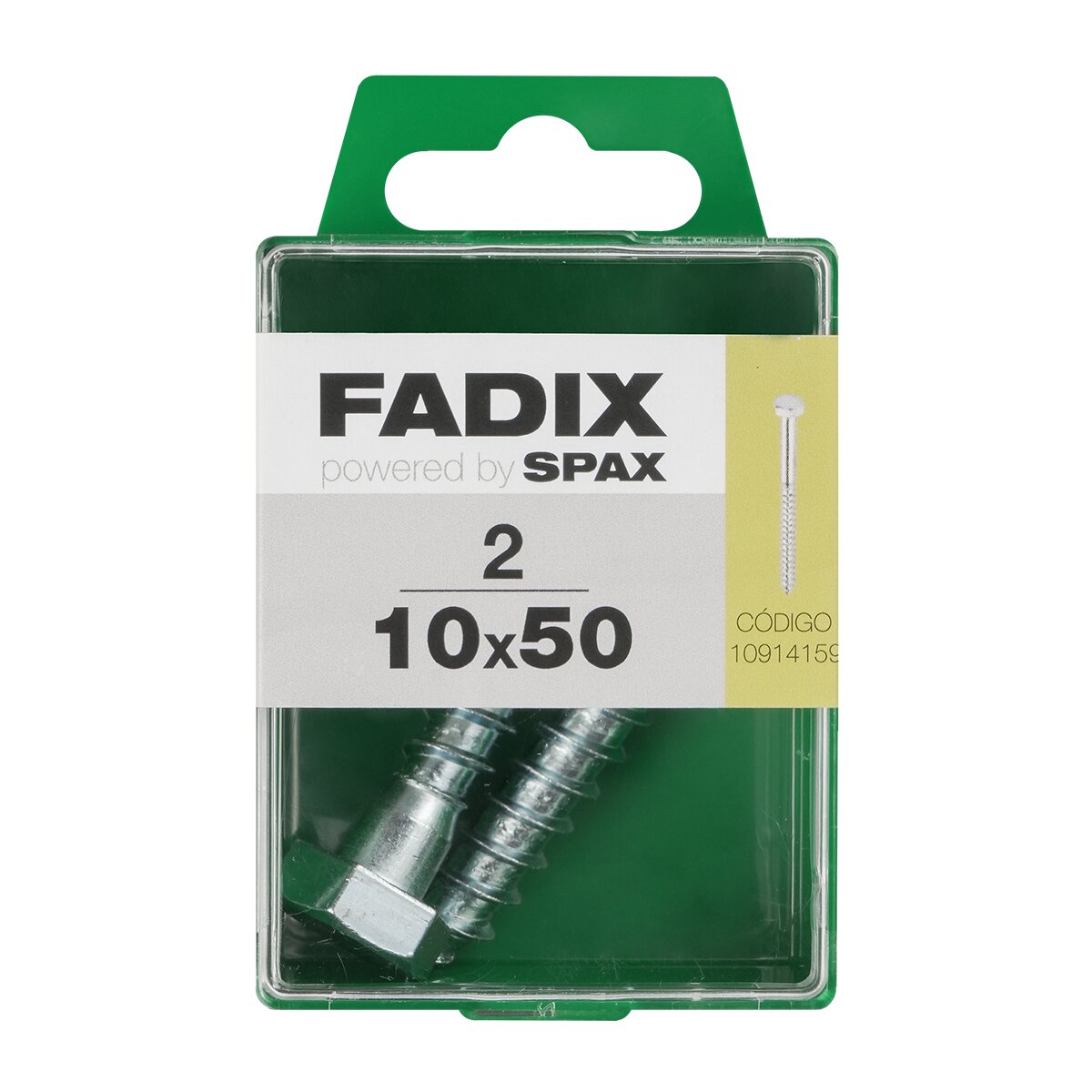 Imagen 0 de Tornillo DIN 571 Cabeza Hexagonal y Rosca para Madera y Aglomerado Ø10 x 50 mm - Caja 2 Uds