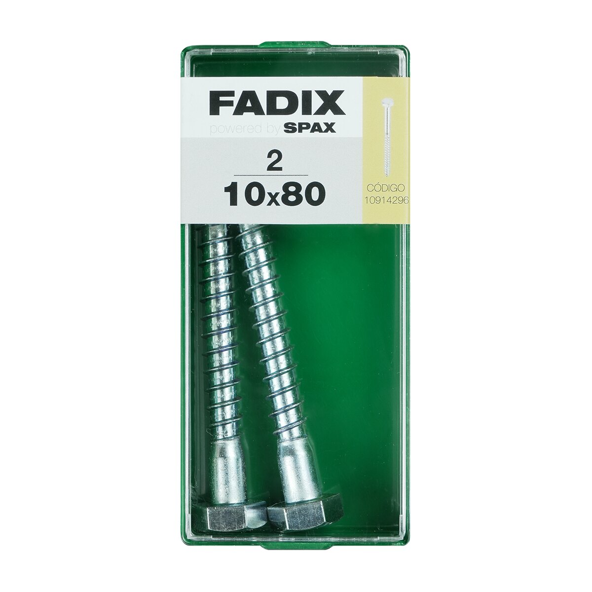 Imagen 0 de Tornillo DIN 571 Cabeza Hexagonal y Rosca para Madera y Aglomerado Ø10 x 80 mm - Caja 2 Uds