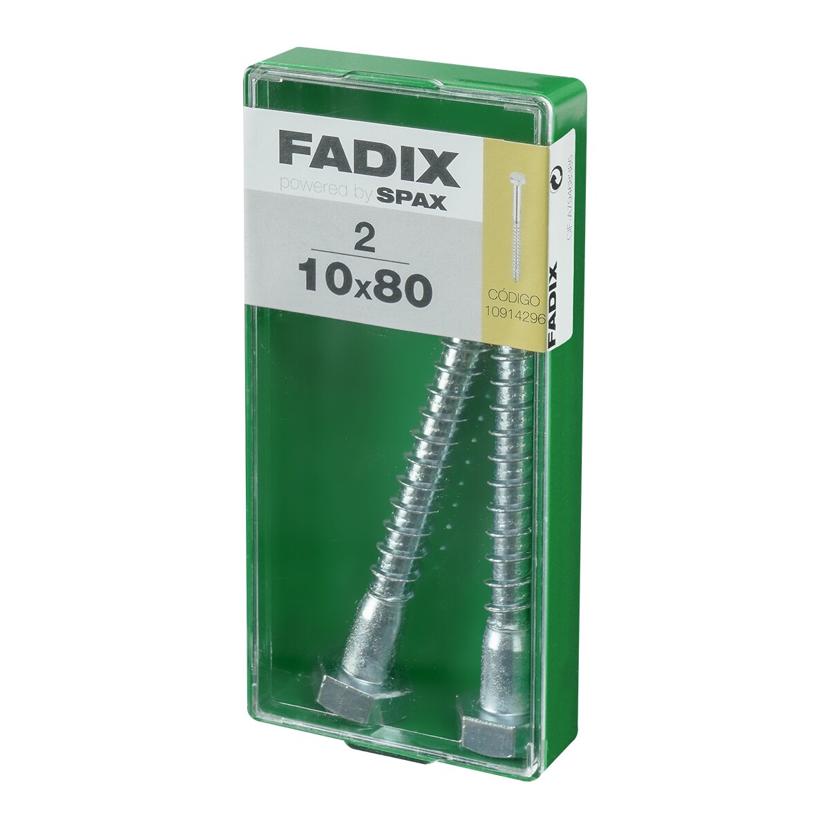 Tornillo DIN 571 Cabeza Hexagonal y Rosca para Madera y Aglomerado Ø10 x 80 mm - Caja 2 Uds Zincado-2