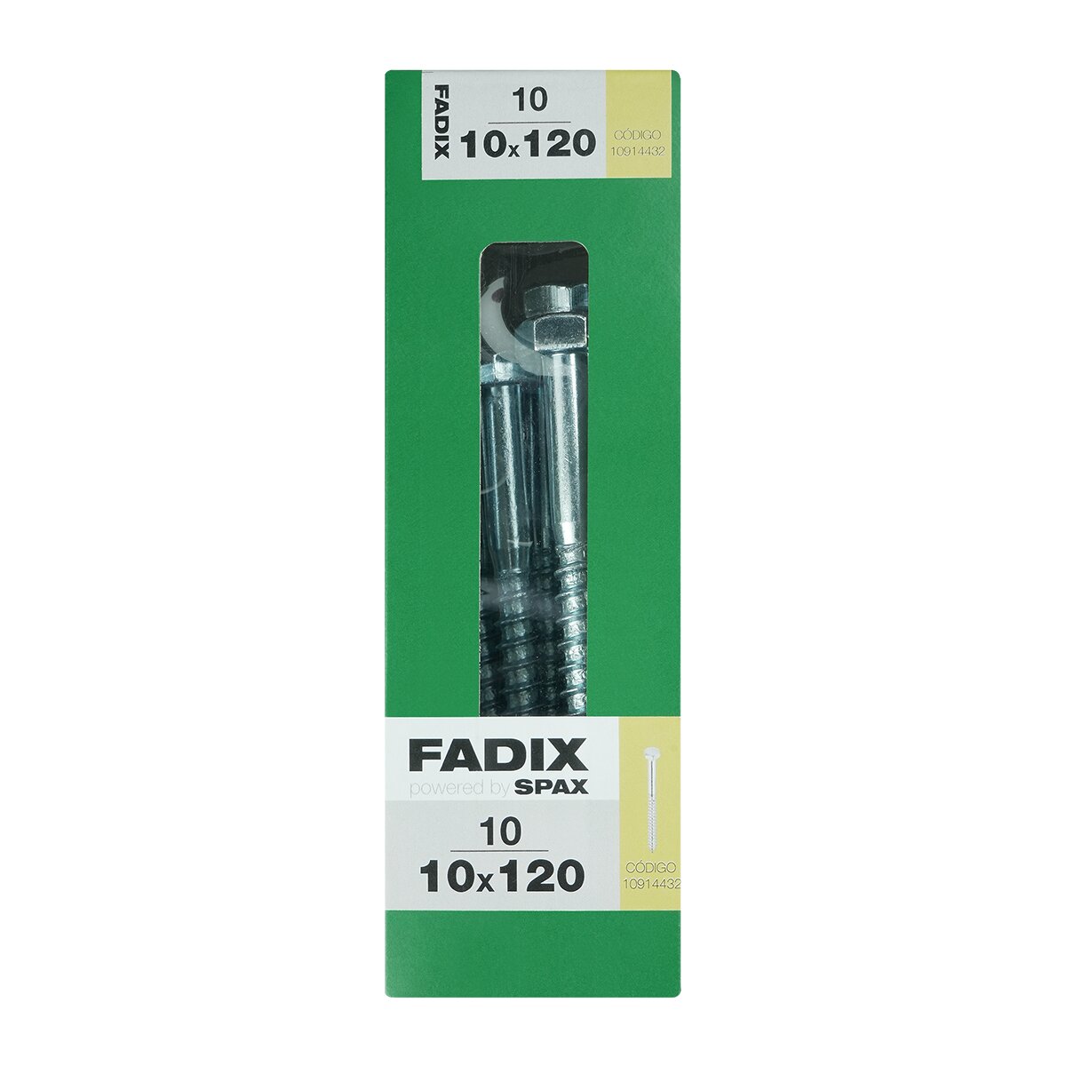Imagen 0 de Tornillo DIN 571 Cabeza Hexagonal y Rosca para Madera y Aglomerado Ø10 x 120 mm - Caja 10 Uds
