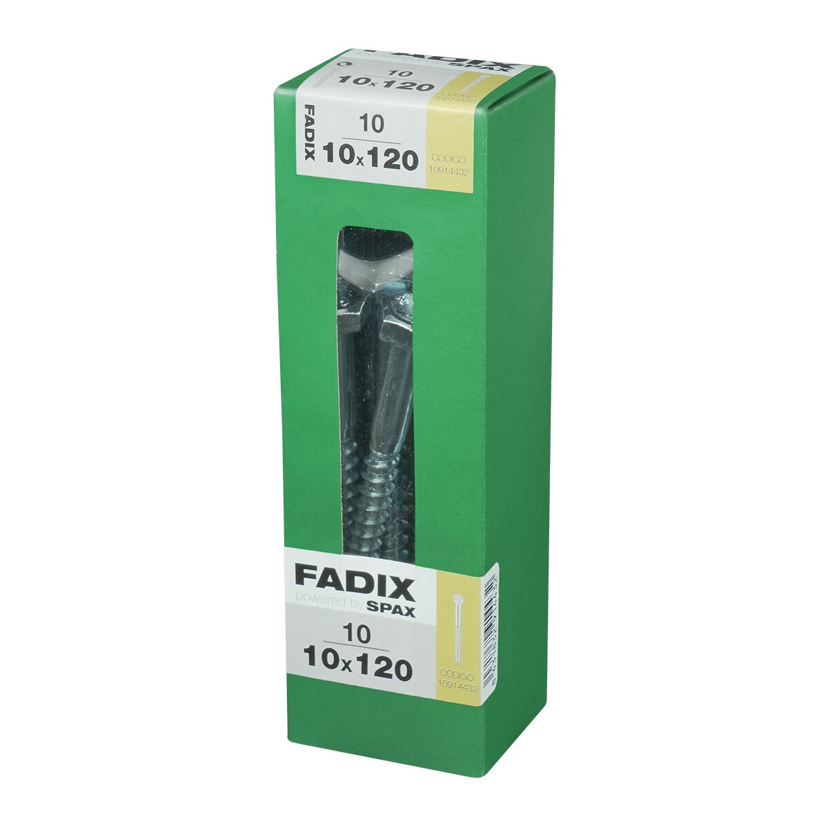 Tornillo DIN 571 Cabeza Hexagonal y Rosca para Madera y Aglomerado Ø10 x 120 mm - Caja 10 Uds Zincado-2