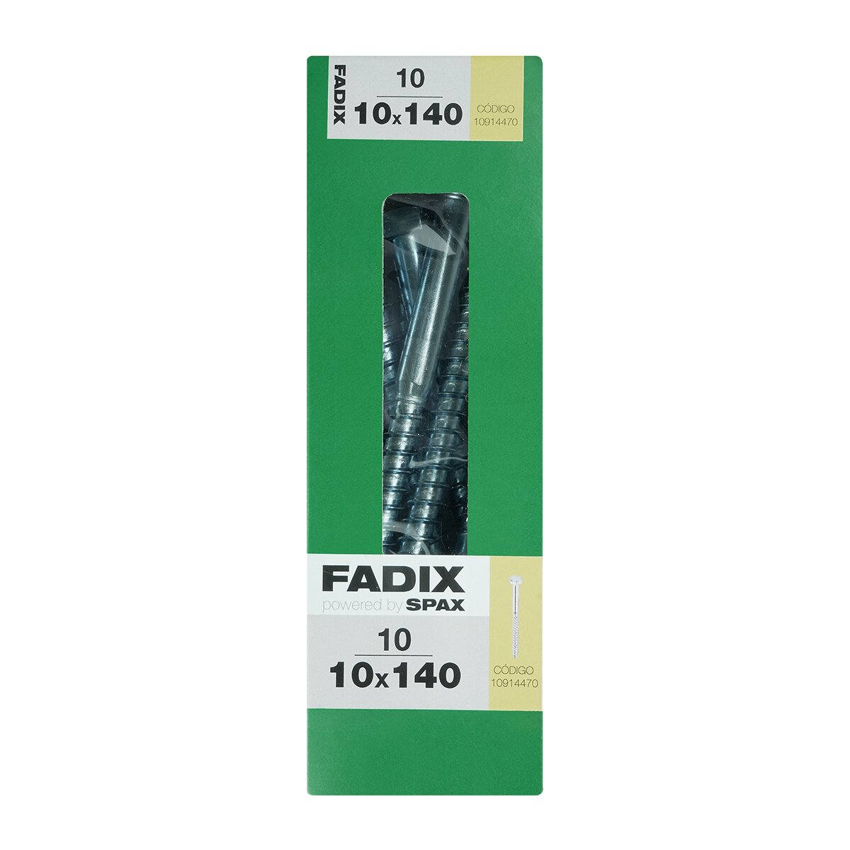 Imagen 0 de Tornillo DIN 571 Cabeza Hexagonal y Rosca para Madera y Aglomerado Ø10 x 140 mm - Caja 10 Uds
