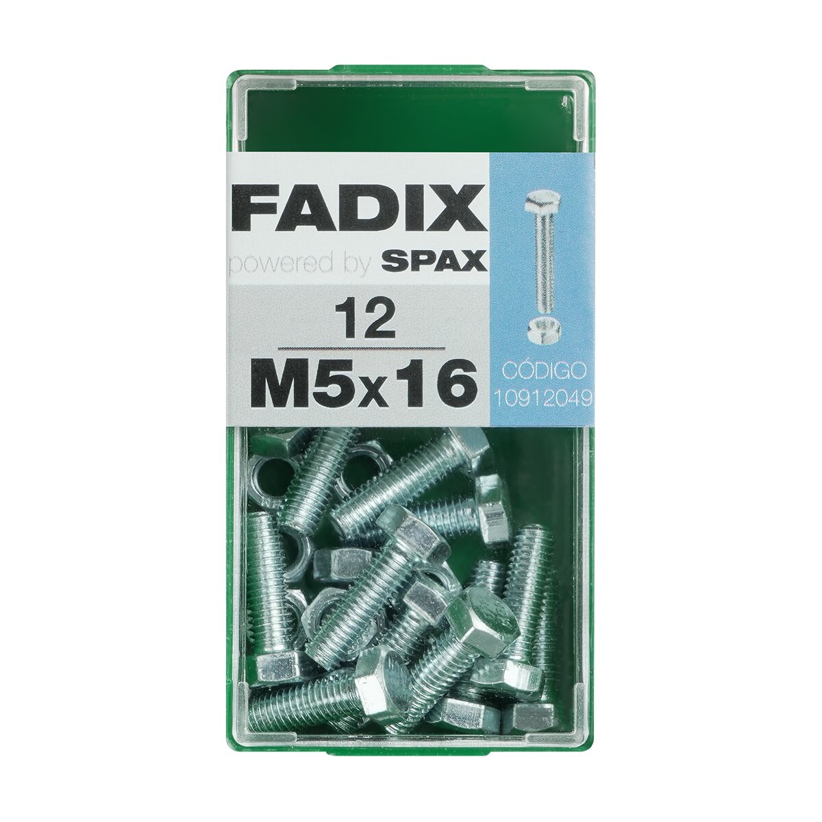 Imagen 0 de Tornillo Cabeza Hexagonal + Tuerca M5 x 16 mm - Caja 12 Uds