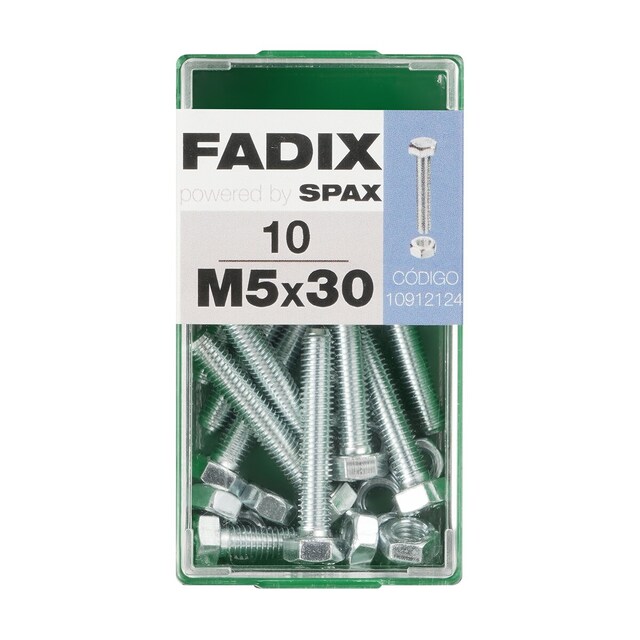 Imagen 0 de Tornillo Cabeza Hexagonal + Tuerca M5 x 30 mm - Caja 10 Uds