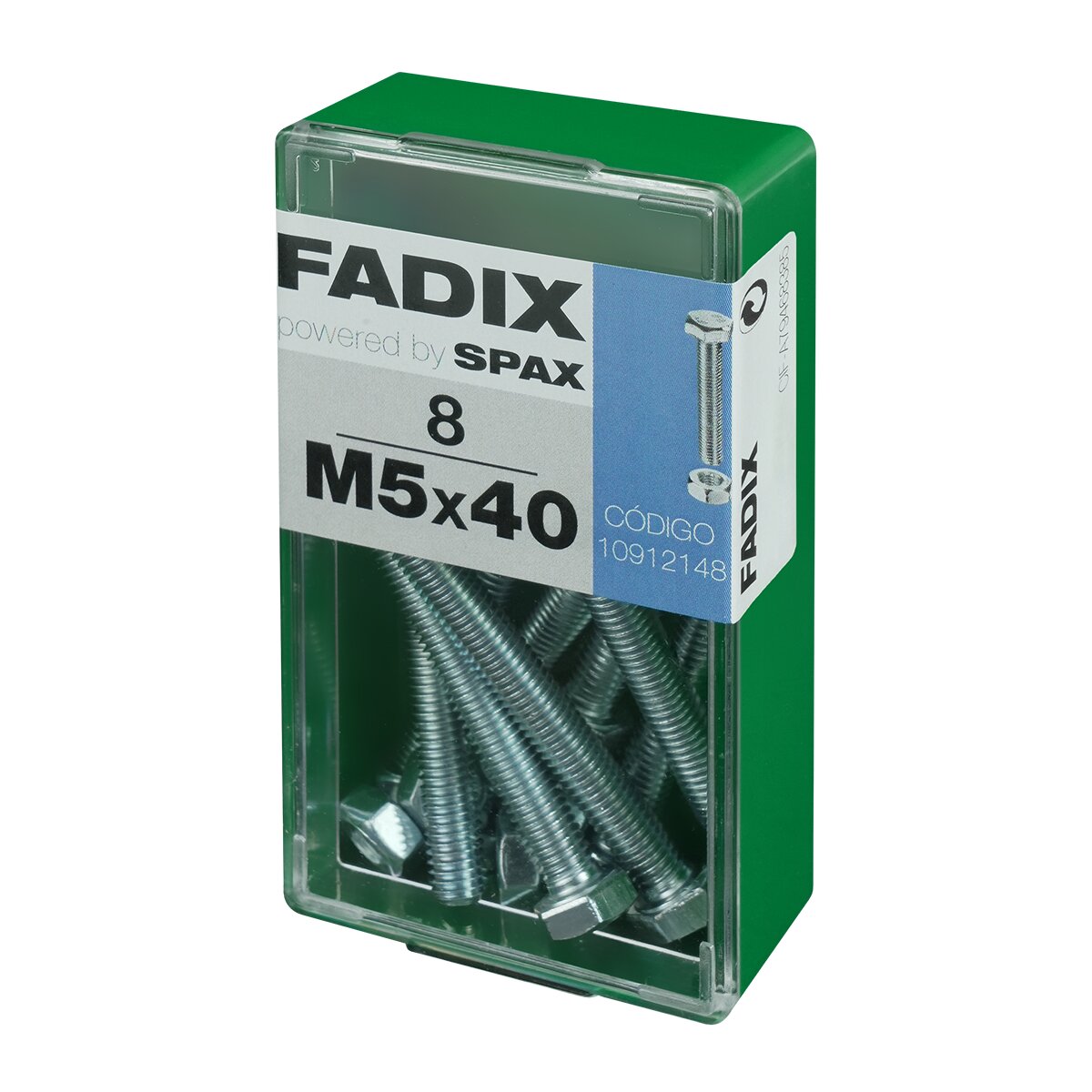 Tornillo Cabeza Hexagonal + Tuerca M5 x 40 mm - Caja 8 Uds Zincado-2
