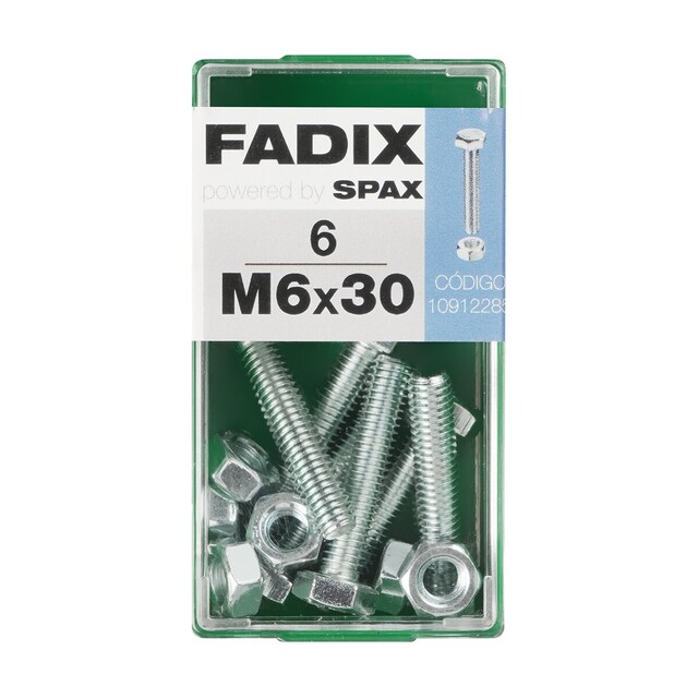 Imagen 0 de Tornillo Cabeza Hexagonal + Tuerca M6 x 30 mm - Caja 6 Uds