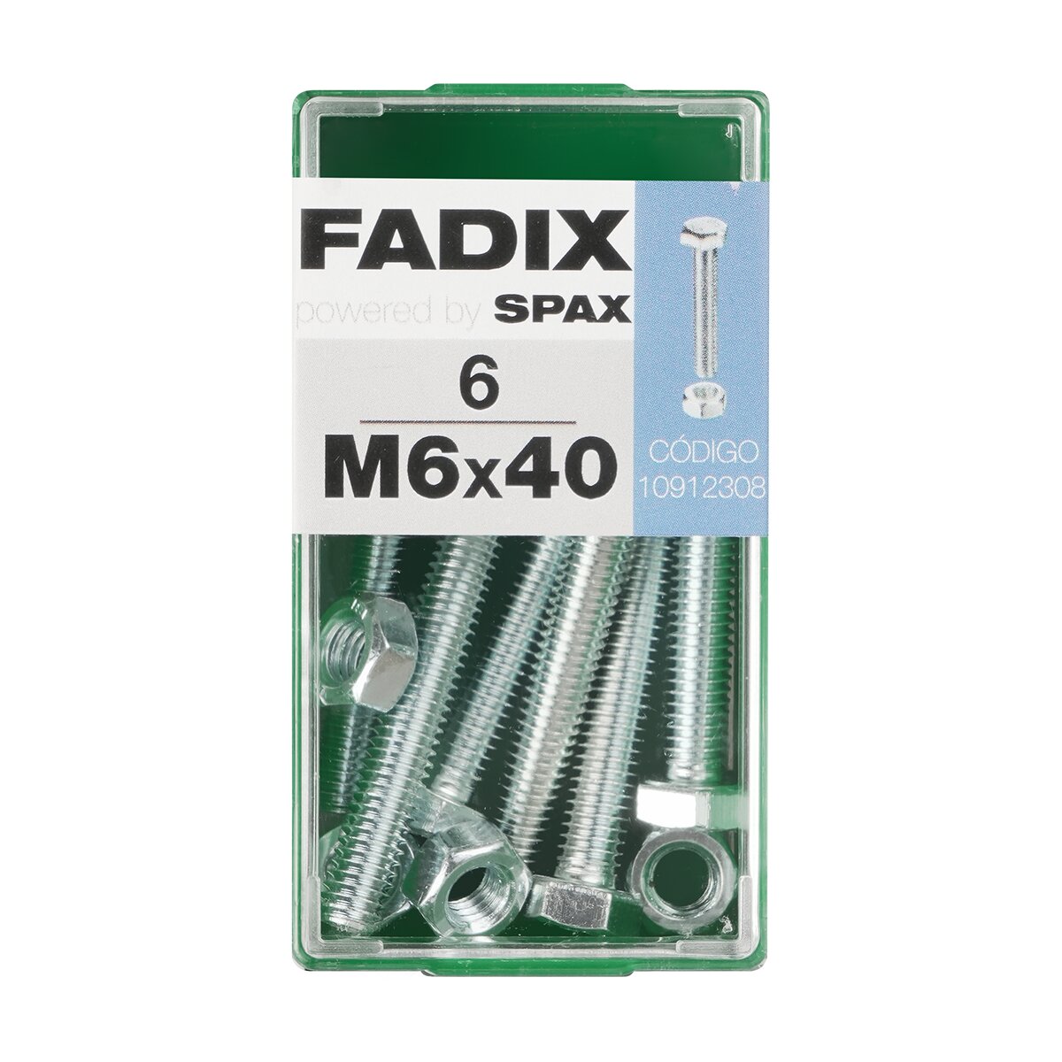 Imagen 0 de Tornillo Cabeza Hexagonal + Tuerca M6 x 40 mm - Caja 6 Uds