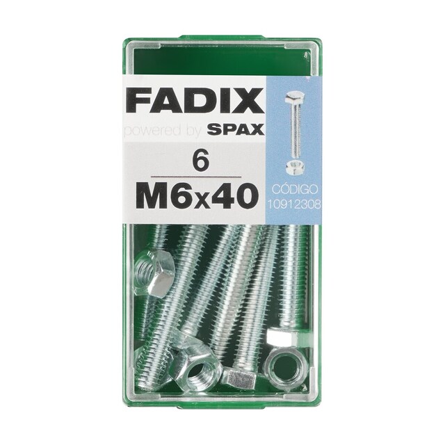 Imagen 0 de Tornillo Cabeza Hexagonal + Tuerca M6 x 40 mm - Caja 6 Uds