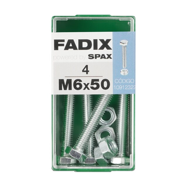 Imagen 0 de Tornillo Cabeza Hexagonal + Tuerca M6 x 50 mm - Caja 4 Uds