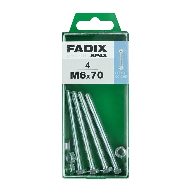 Imagen 0 de Tornillo Cabeza Hexagonal + Tuerca M6 x 70 mm - Caja 4 Uds