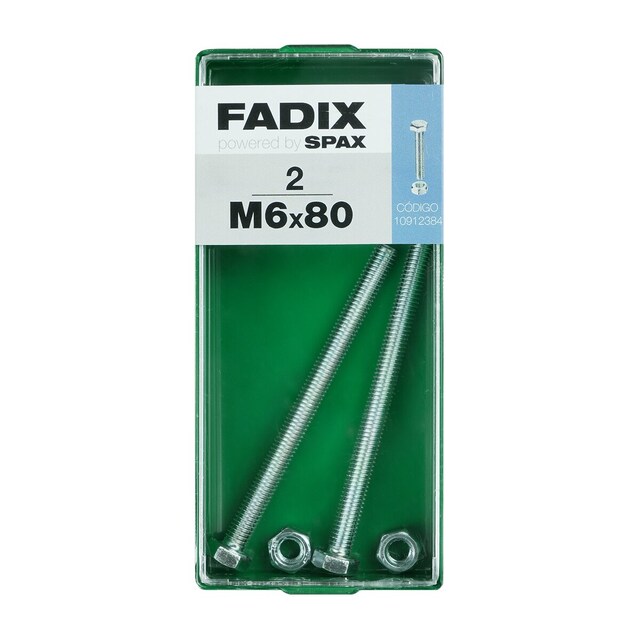 Imagen 0 de Tornillo Cabeza Hexagonal + Tuerca M6 x 80 mm - Caja 2 Uds