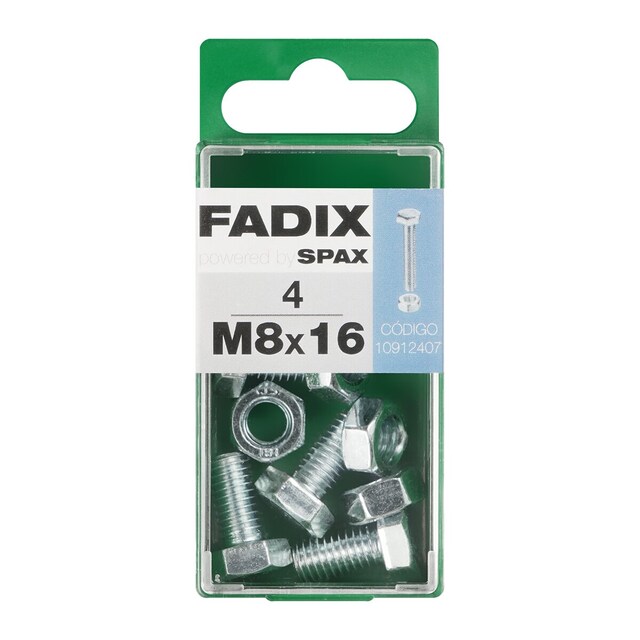 Imagen 0 de Tornillo Cabeza Hexagonal + Tuerca M8 x 16 mm - Caja 4 Uds