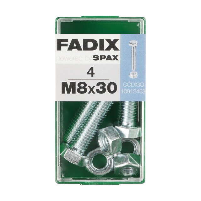 Imagen 0 de Tornillo Cabeza Hexagonal + Tuerca M8 x 30 mm - Caja 4 Uds