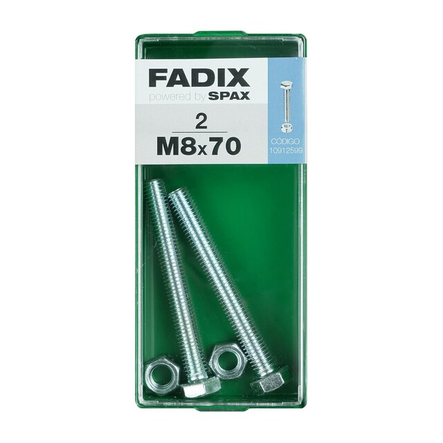 Imagen 0 de Tornillo Cabeza Hexagonal + Tuerca M8 x 70 mm - Caja 2 Uds