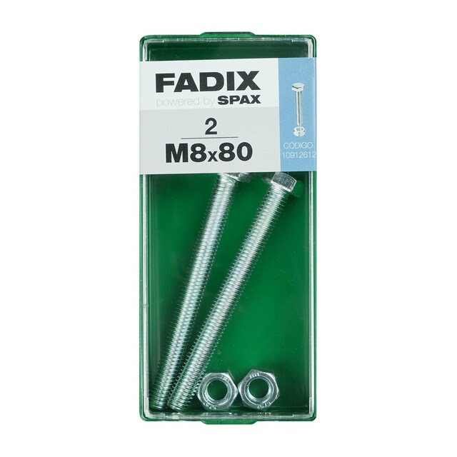 Imagen 0 de Tornillo Cabeza Hexagonal + Tuerca M8 x 80 mm - Caja 2 Uds