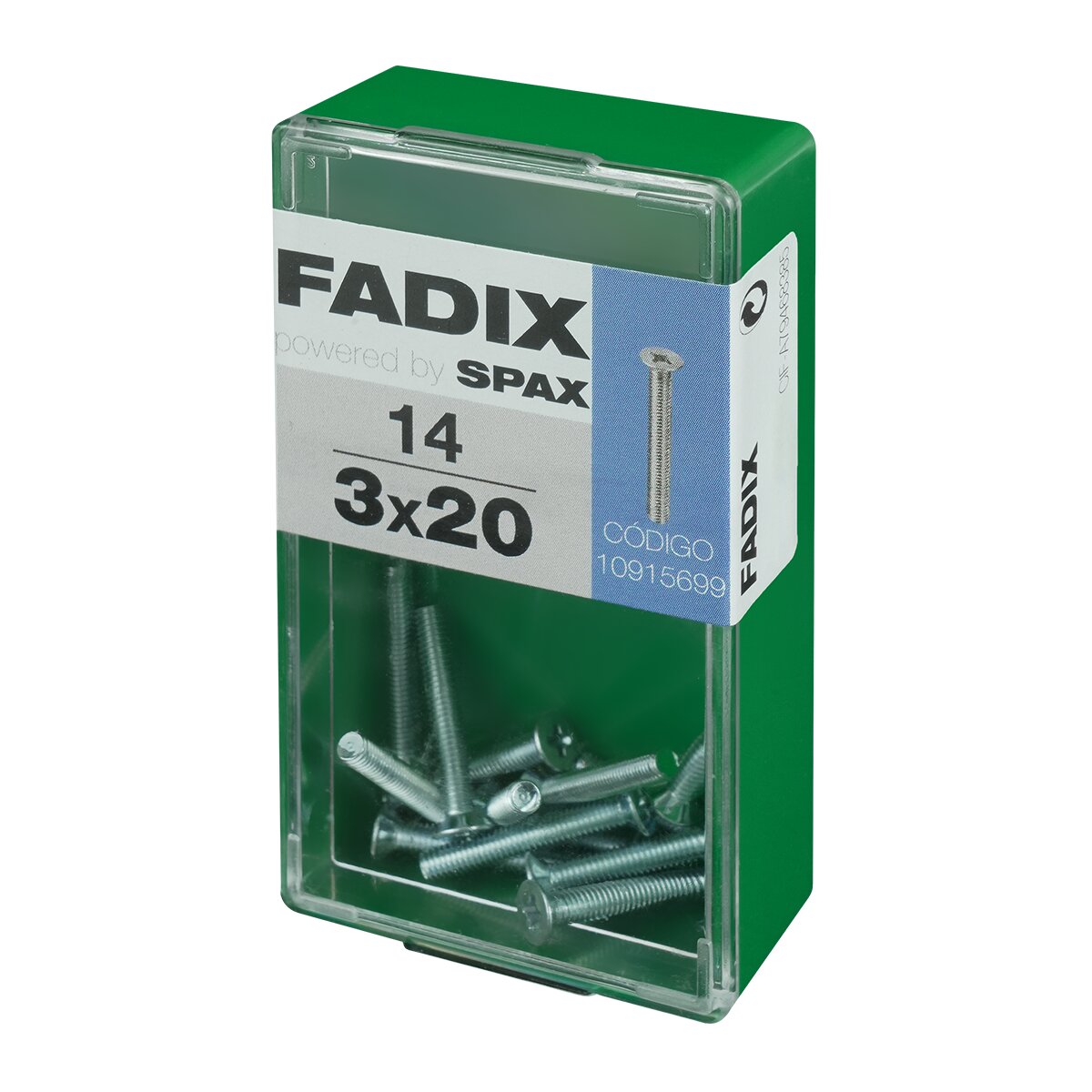 Tornillo Métrica Cabeza Plana M3 x 20 mm - Caja 14 Uds Zincado-2