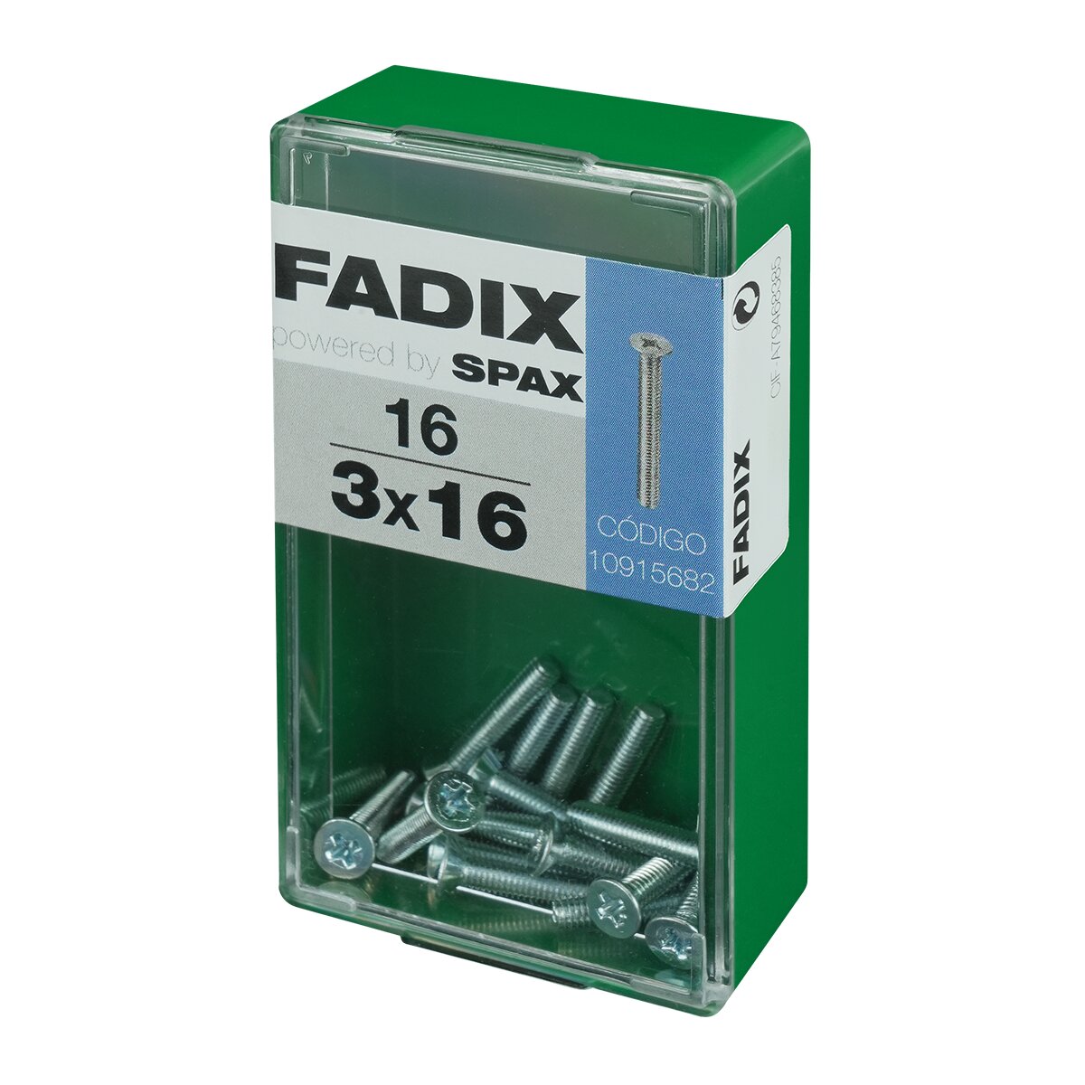 Tornillo Métrica Cabeza Plana M3 x 16 mm - Caja 16 Uds Zincado-2