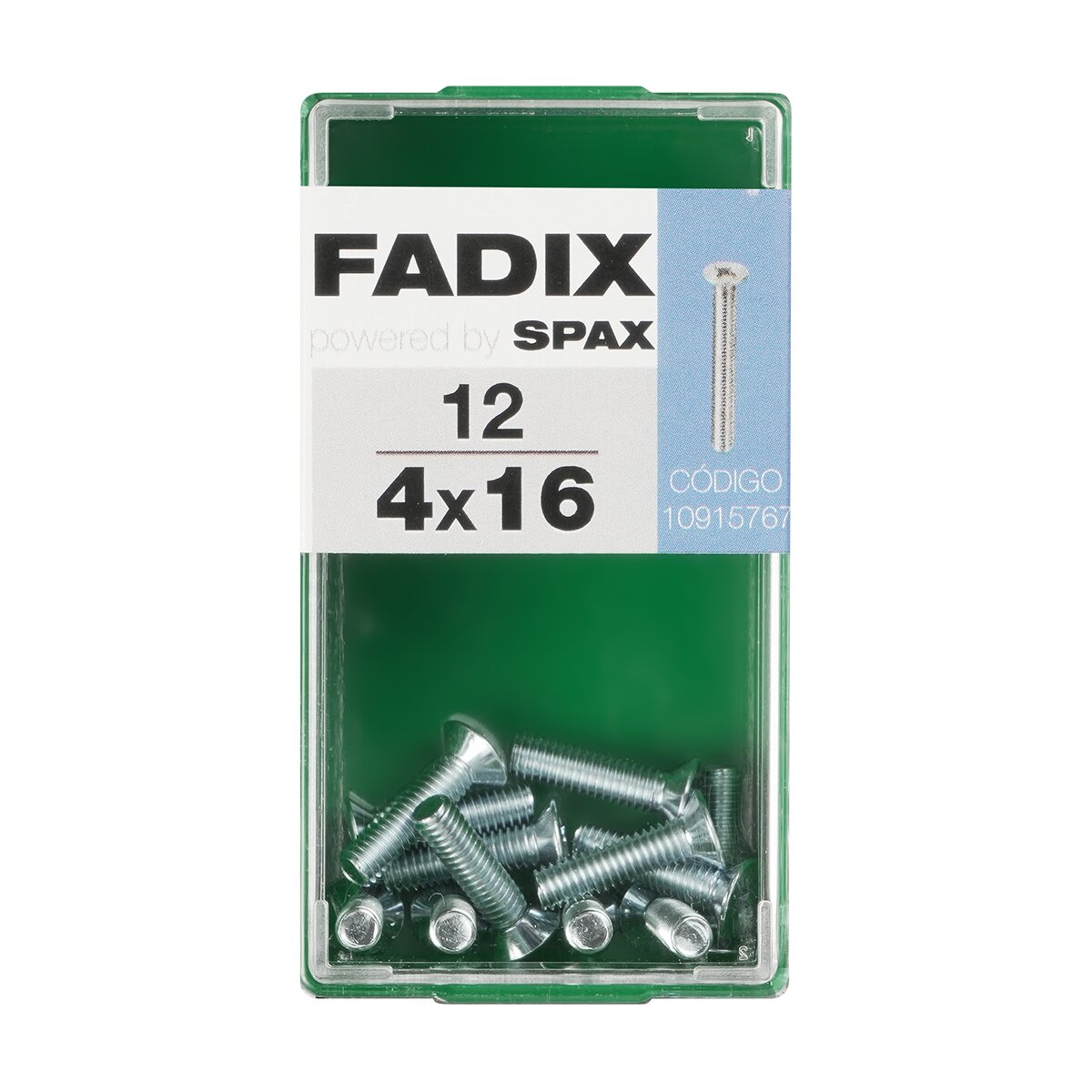 Tornillo Métrica Cabeza Plana M4 x 16 mm - Caja 12 Uds Zincado-1