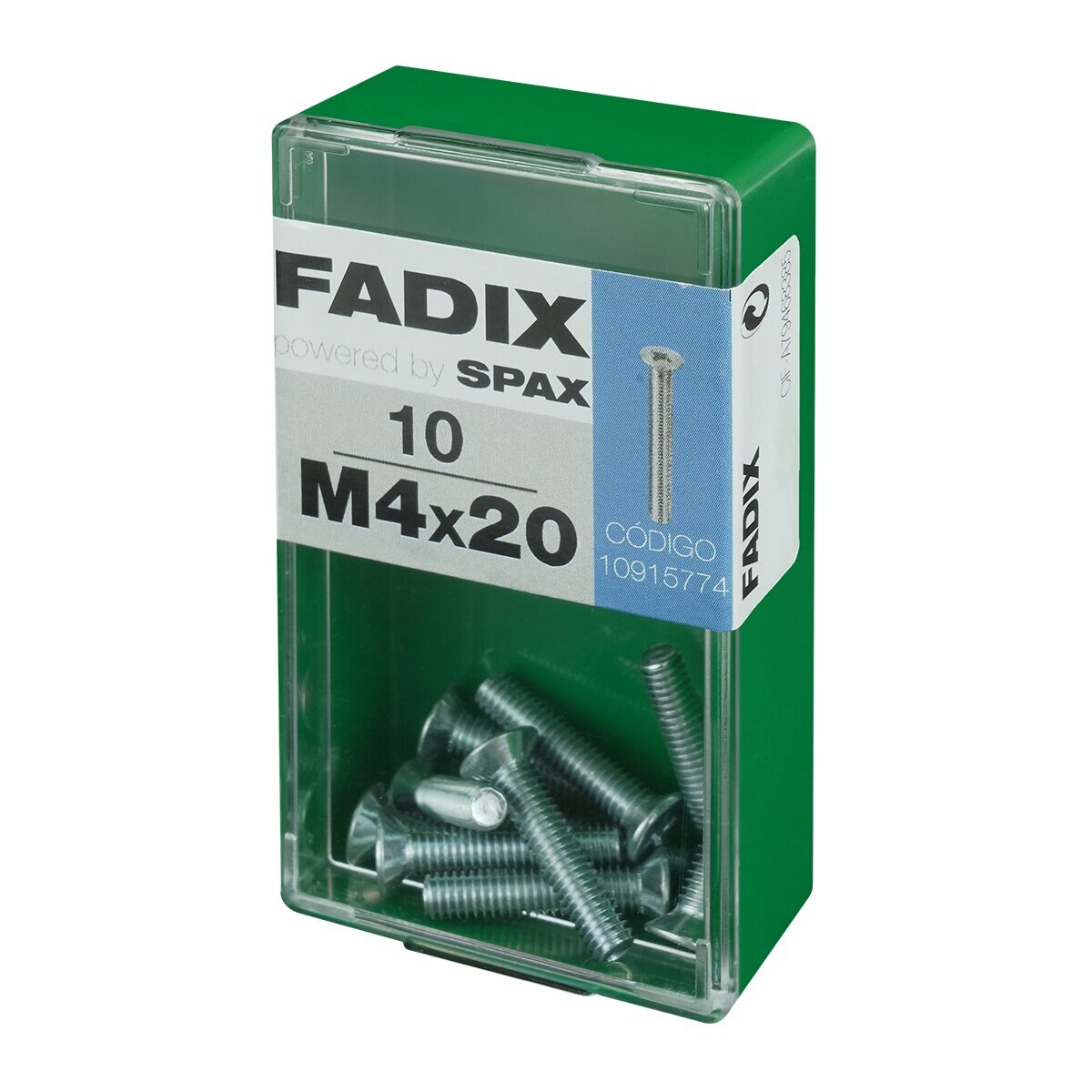 Tornillo Métrica Cabeza Plana M4 x 20 mm - Caja 10 Uds Zincado-2
