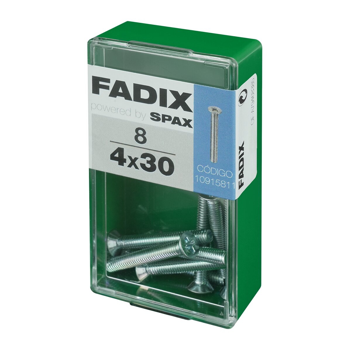 Tornillo Métrica Cabeza Plana M4 x 30 mm - Caja 8 Uds Zincado-2
