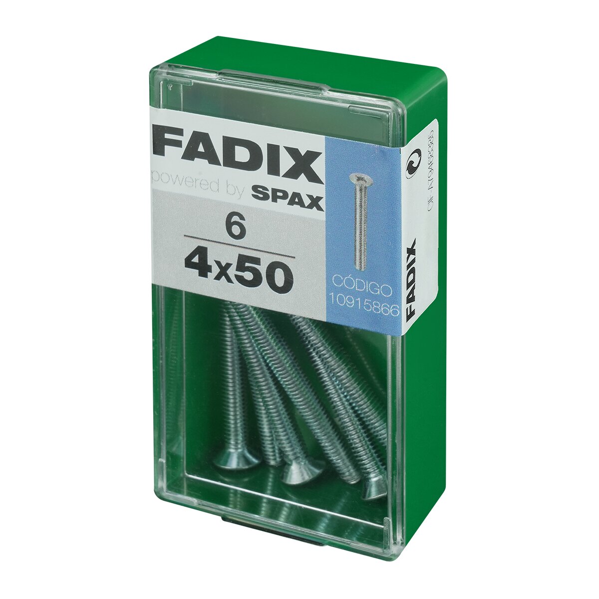 Tornillo Métrica Cabeza Plana M4 x 50 mm - Caja 6 Uds Zincado-2