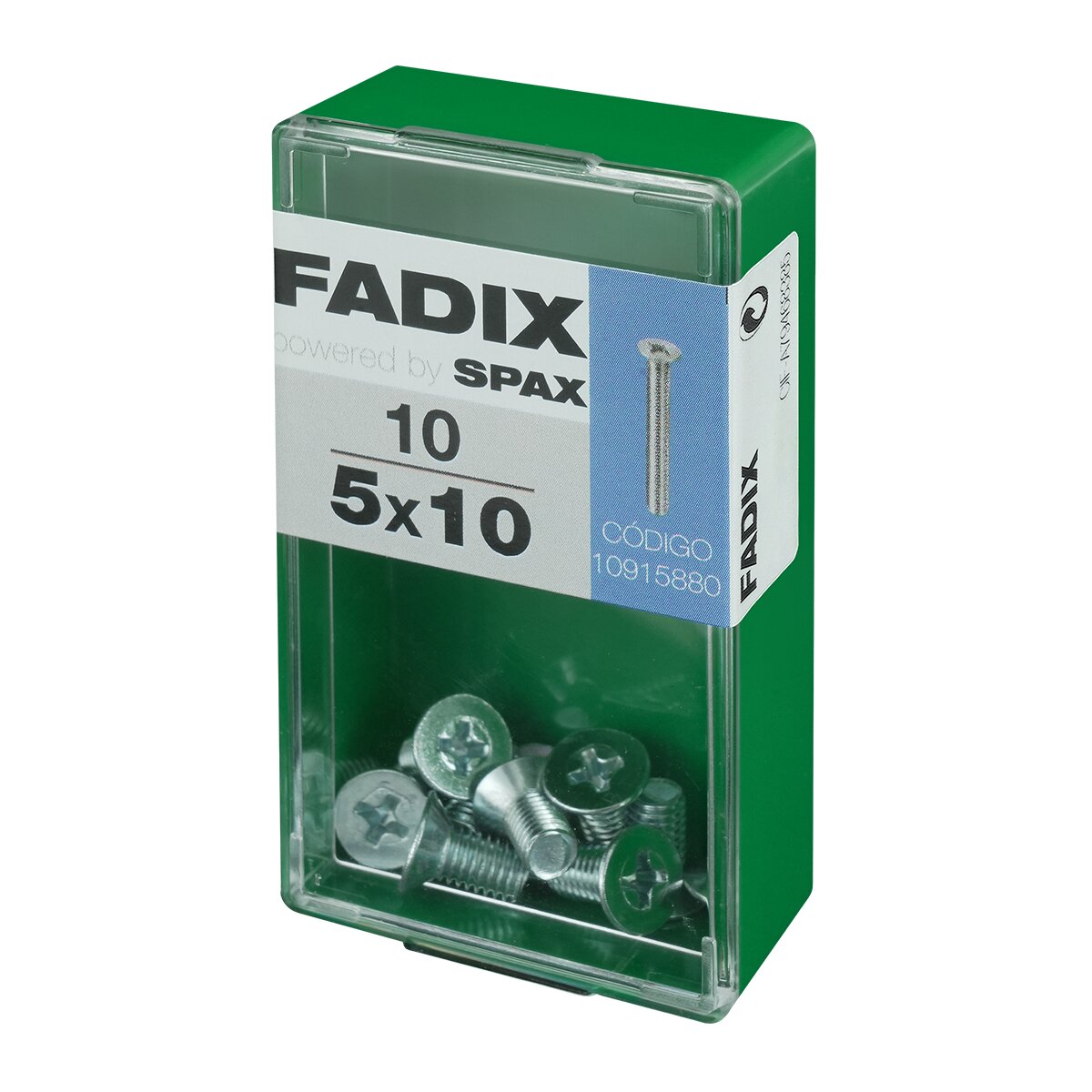 Tornillo Métrica Cabeza Plana M5 x 10 mm - Caja 10 Uds Zincado-2