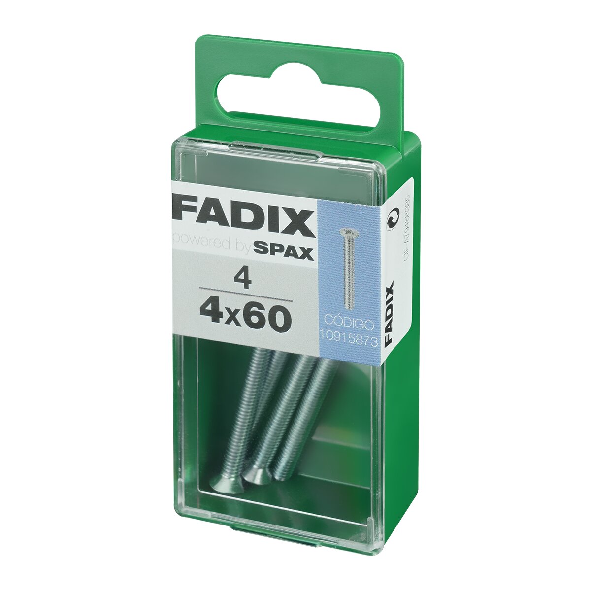 Tornillo Métrica Cabeza Plana M4 x 60 mm - Caja 4 Uds Zincado-2