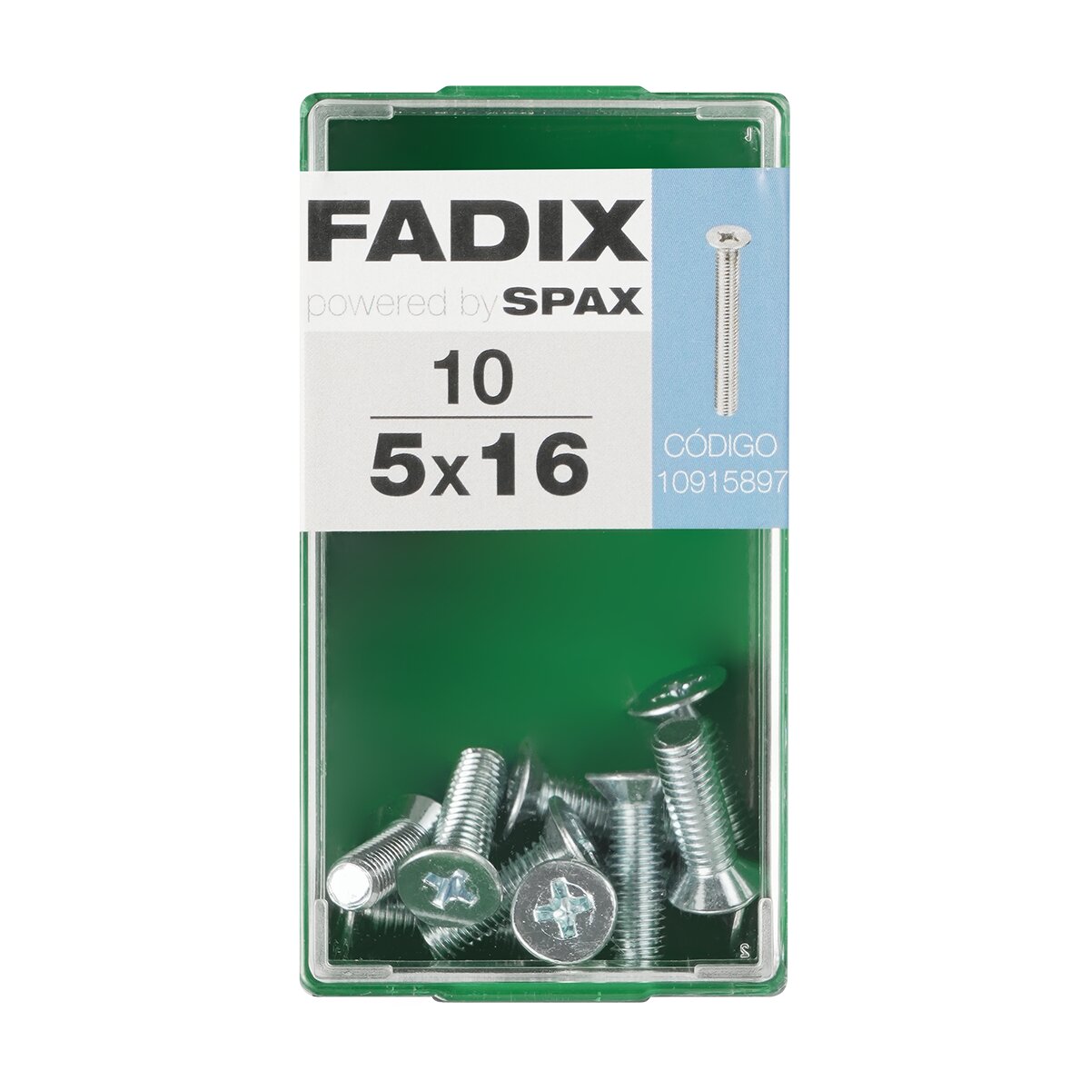 Imagen 0 de Tornillo Métrica Cabeza Plana M5 x 16 mm - Caja 10 Uds