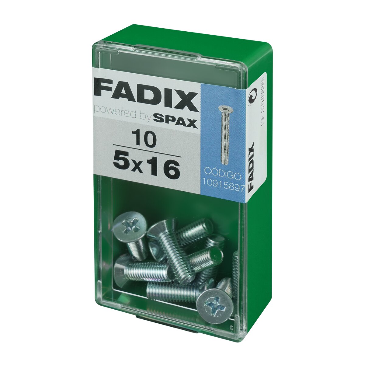 Tornillo Métrica Cabeza Plana M5 x 16 mm - Caja 10 Uds Zincado-2
