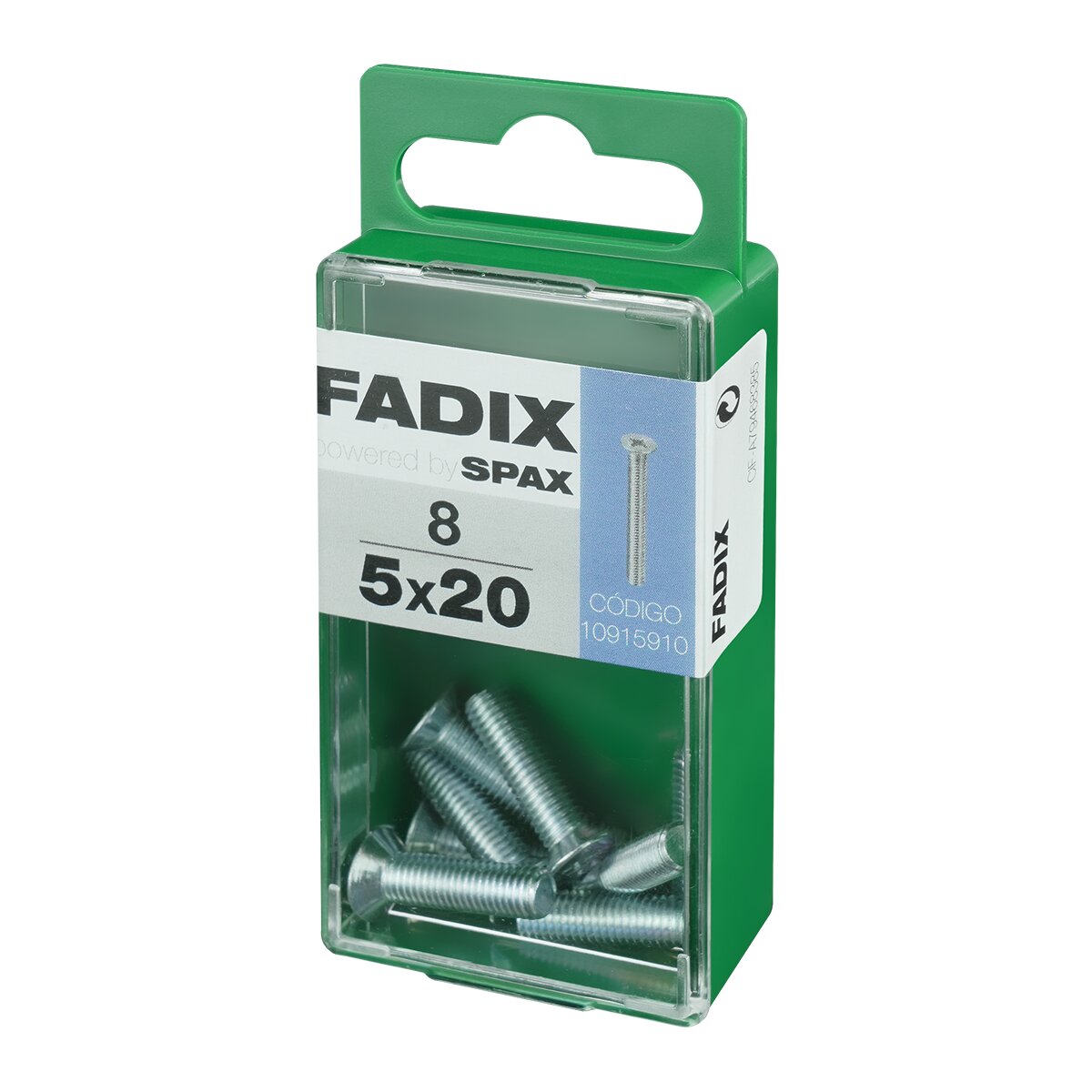 Tornillo Métrica Cabeza Plana M5 x 20 mm - Caja 8 Uds Zincado-2