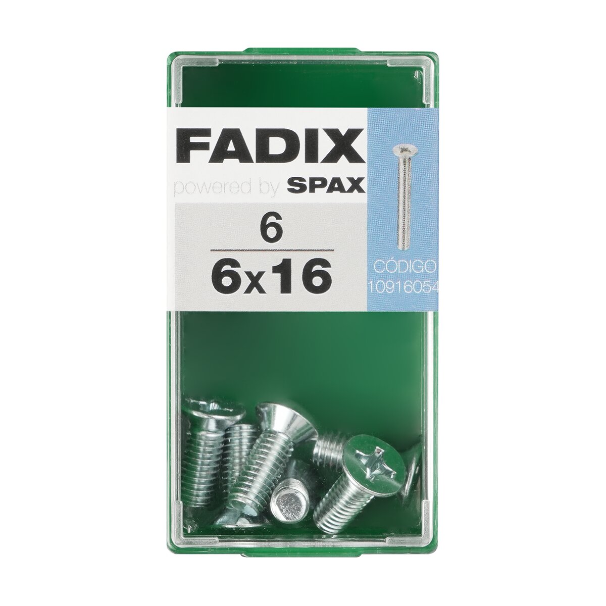 Tornillo Métrica Cabeza Plana M6 x 16 mm - Caja 6 Uds Zincado-1