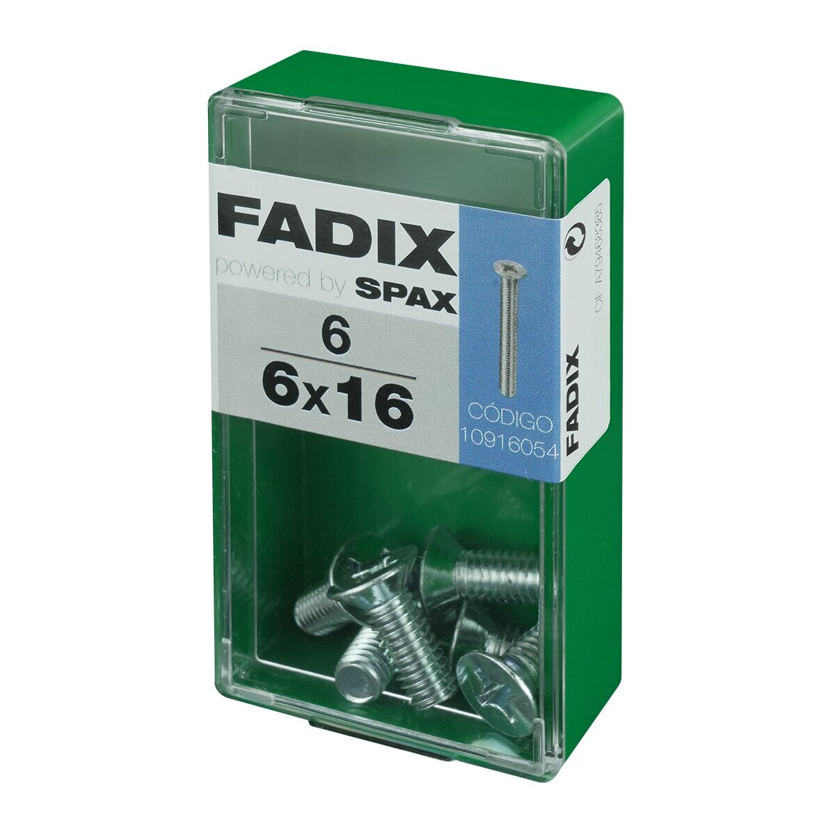 Tornillo Métrica Cabeza Plana M6 x 16 mm - Caja 6 Uds Zincado-2