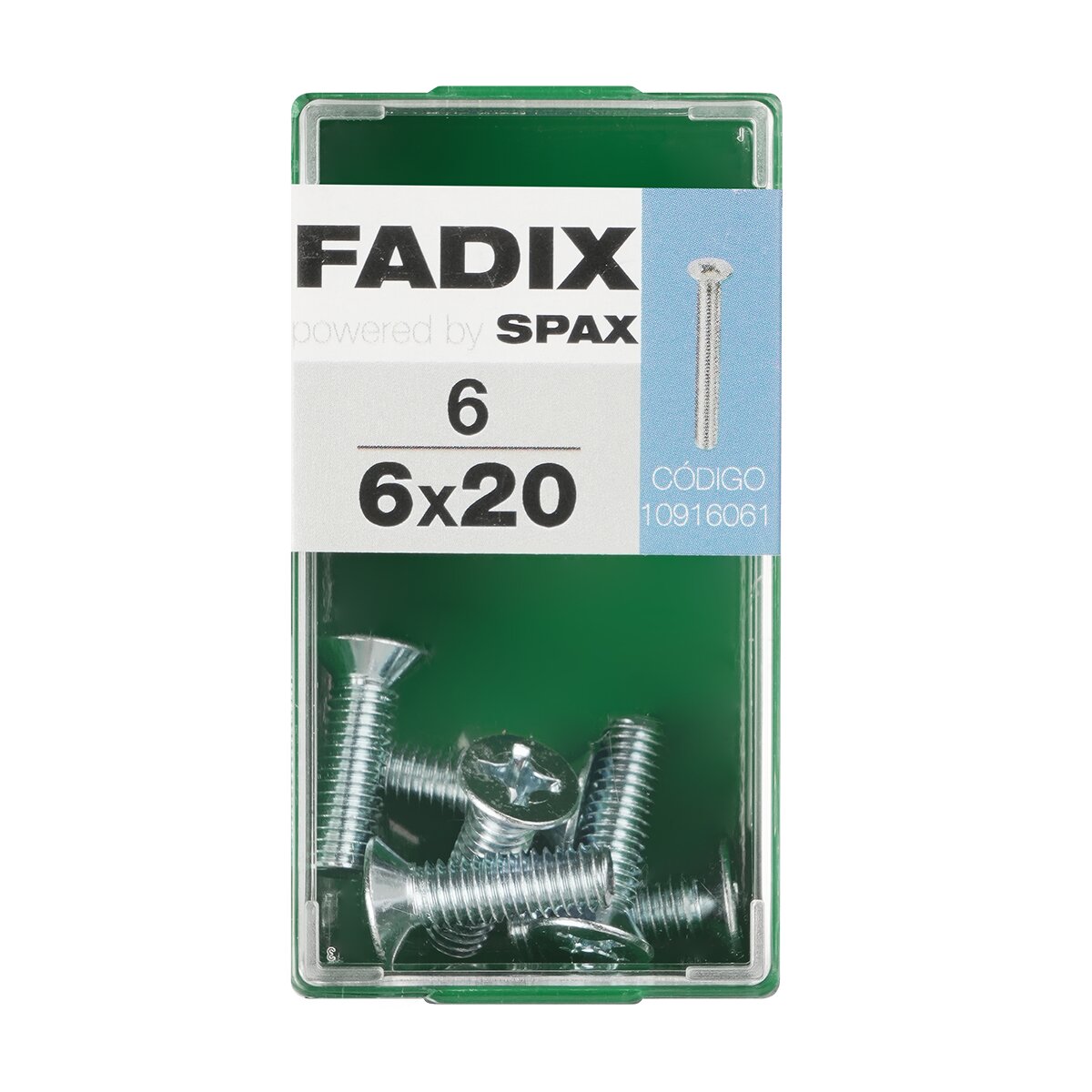Tornillo Métrica Cabeza Plana M6 x 20 mm - Caja 6 Uds Zincado-1