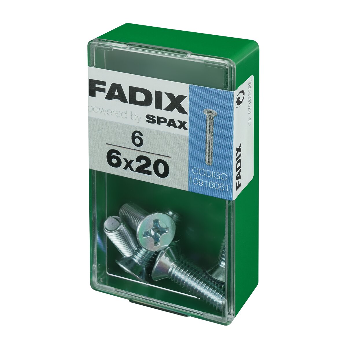 Tornillo Métrica Cabeza Plana M6 x 20 mm - Caja 6 Uds Zincado-2