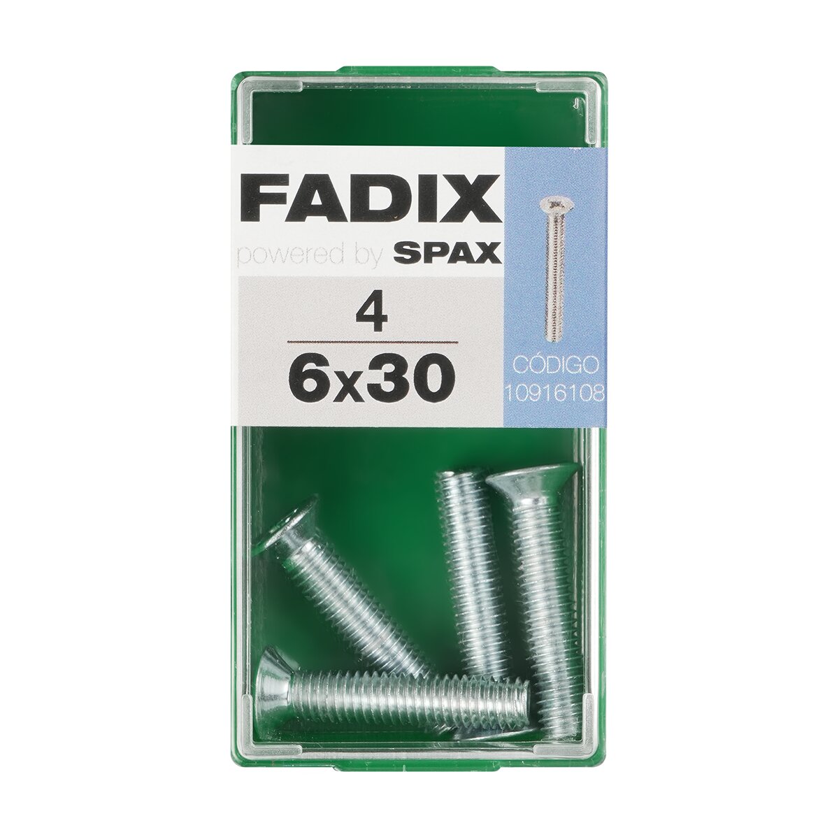 Tornillo Métrica Cabeza Plana M6 x 30 mm - Caja 4 Uds Zincado-1