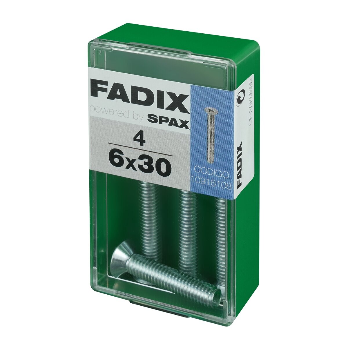 Tornillo Métrica Cabeza Plana M6 x 30 mm - Caja 4 Uds Zincado-2