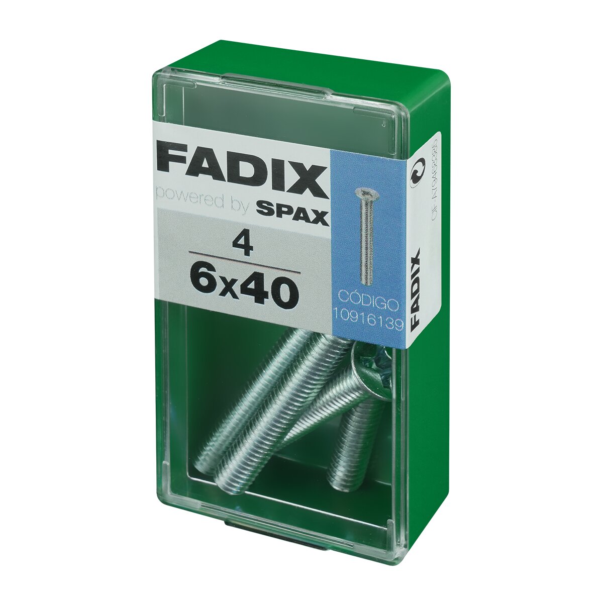 Tornillo Métrica Cabeza Plana M6 x 40 mm - Caja 4 Uds Zincado-2