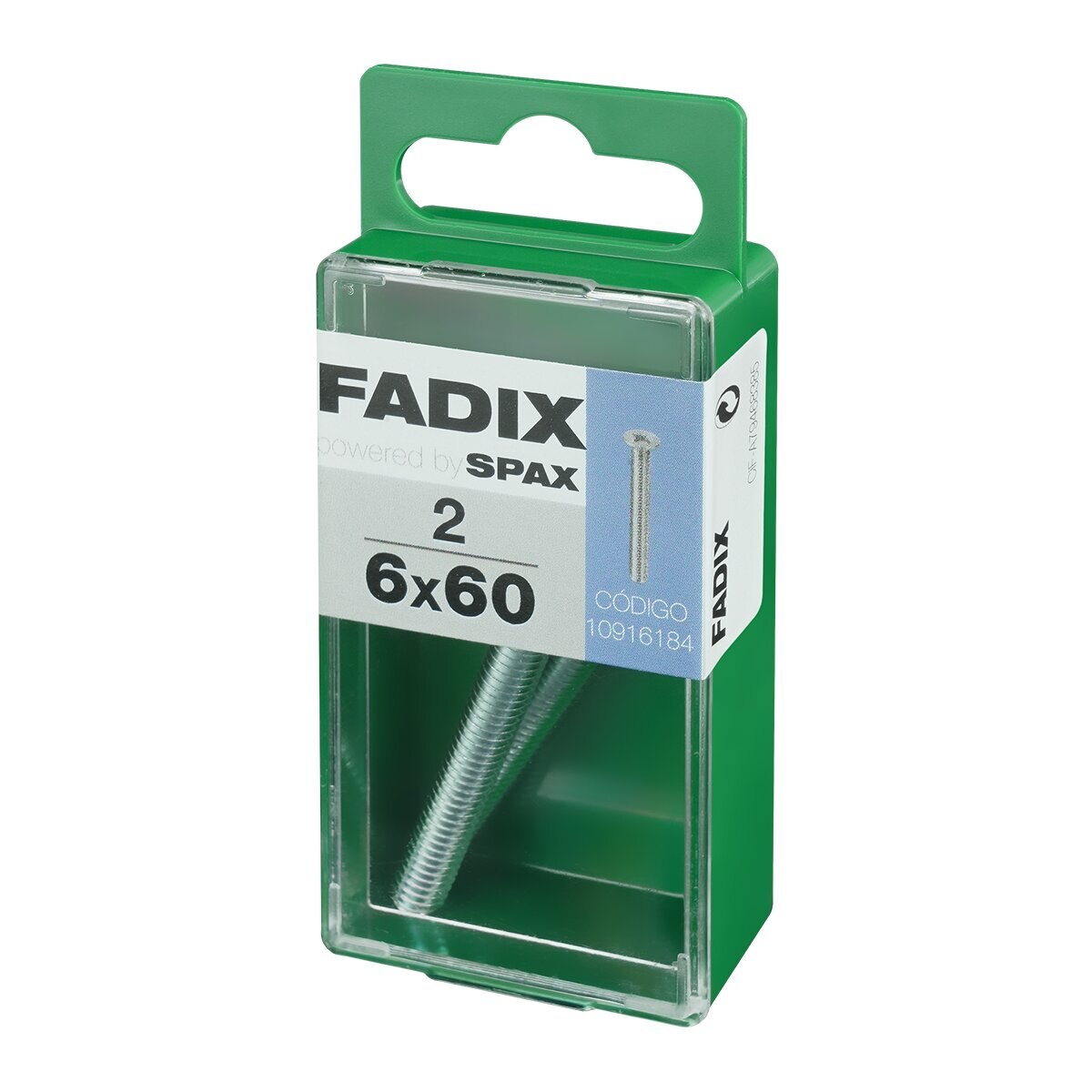 Tornillo Métrica Cabeza Plana M6 x 60 mm - Caja 2 Uds Zincado-2