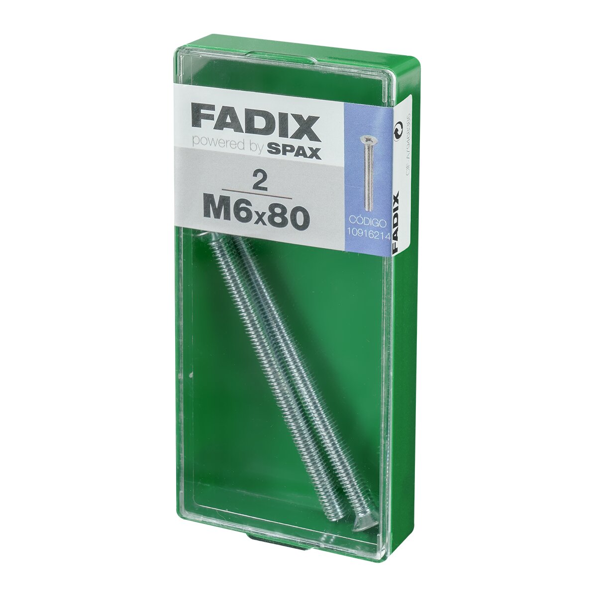 Tornillo Métrica Cabeza Plana M6 x 80 mm - Caja 2 Uds Zincado-2