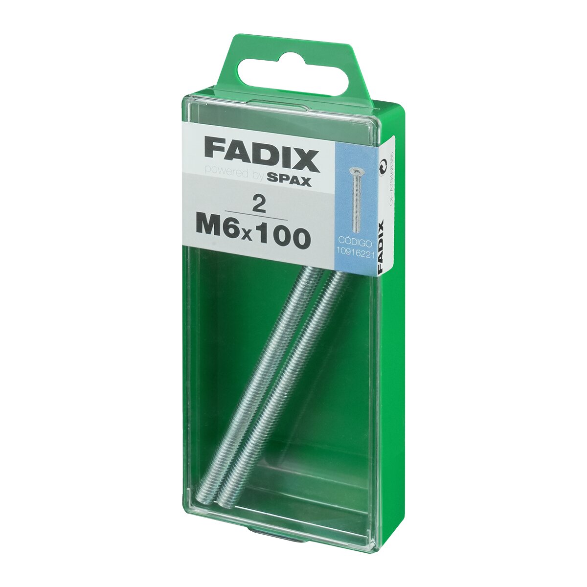 Tornillo Métrica Cabeza Plana M6 x 100 mm - Caja 2 Uds Zincado-2