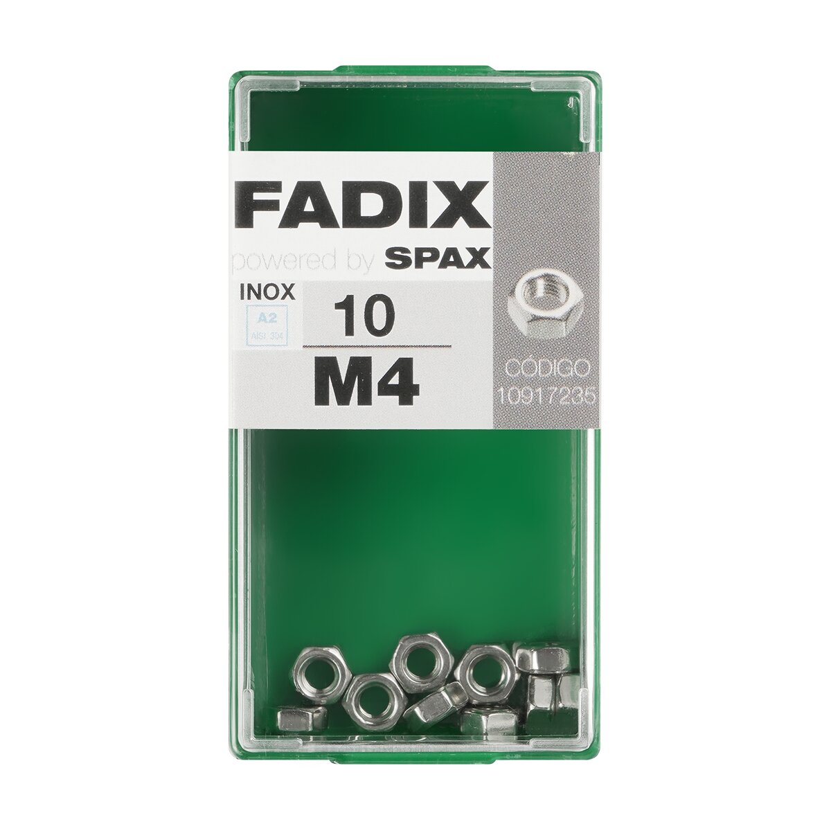 Tuerca Hexagonal Acero Inoxidable M4 - Caja 10 Uds Zincado-1