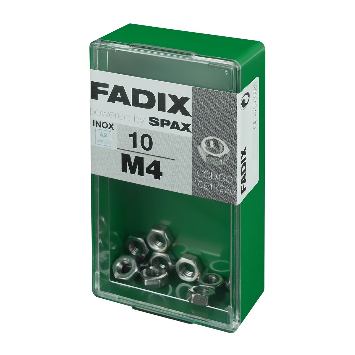 Tuerca Hexagonal Acero Inoxidable M4 - Caja 10 Uds Zincado-2