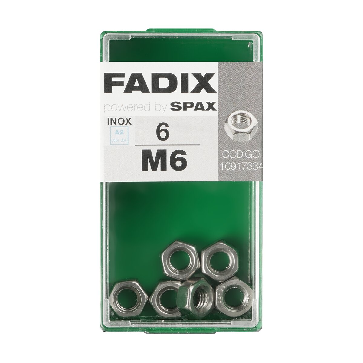 Tuerca Hexagonal Acero Inoxidable M6 - Caja 6 Uds Zincado-1